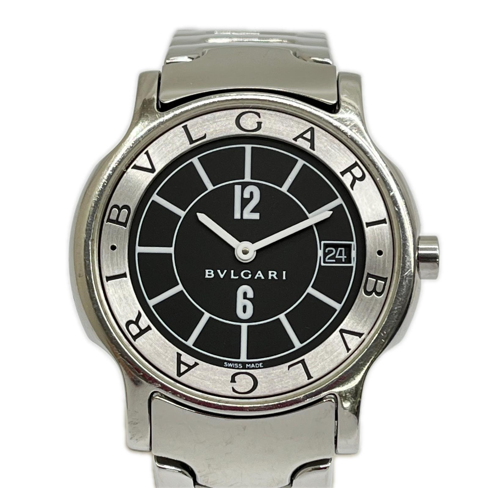 BVLGARI ブルガリ クォーツ 腕時計 ソロテンポ 2026.07電池交換済 Solotempo ST35S シルバー/ブラック