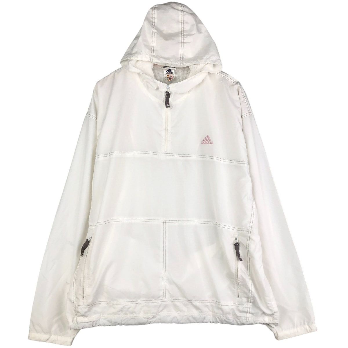 古着 90年代 アディダス adidas ハーフジップ フード付き ウォームアッププルオーバー メンズXL相当 ヴィンテージ/eaa600639