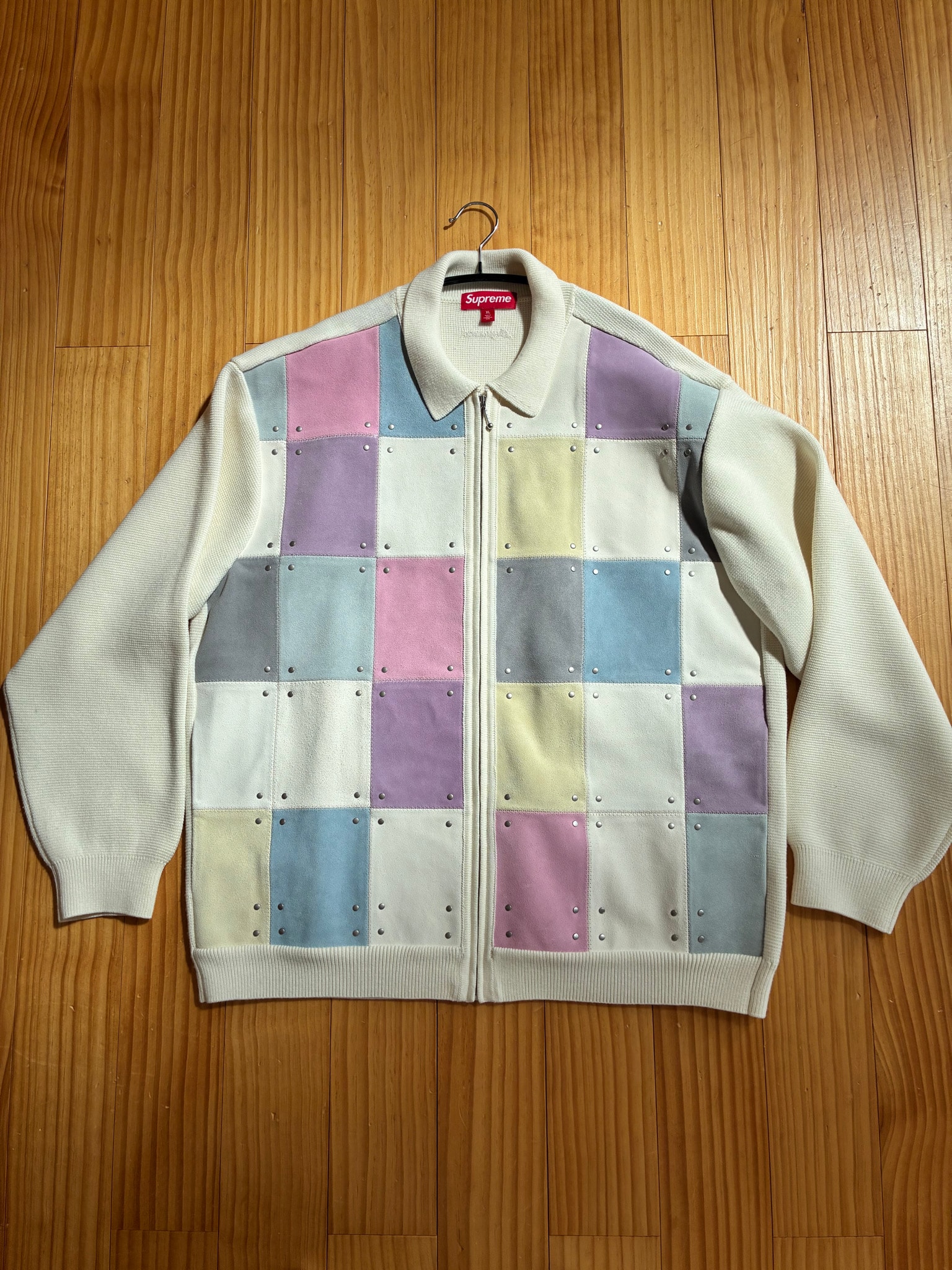 Supreme Studded Suede Zip Up Cardigan "Multicolor"