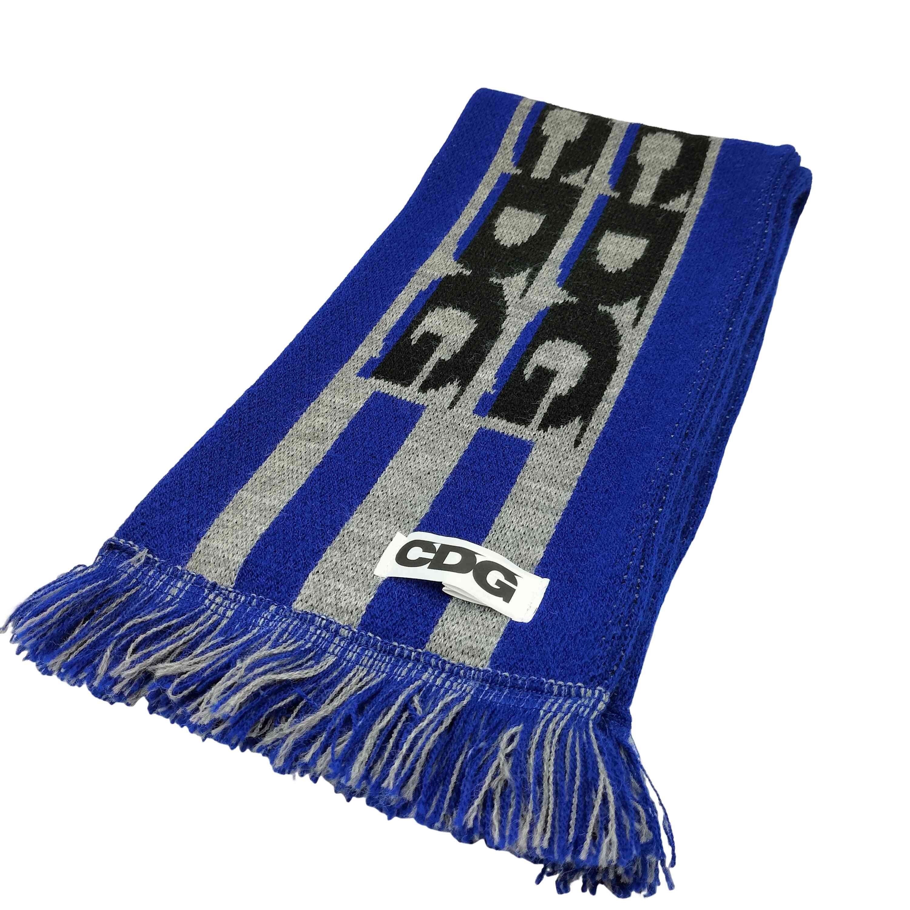 KNIT STOLE BLACK & BLUE STRIPED イギリス製 アクリル マフラー【1143516505948】