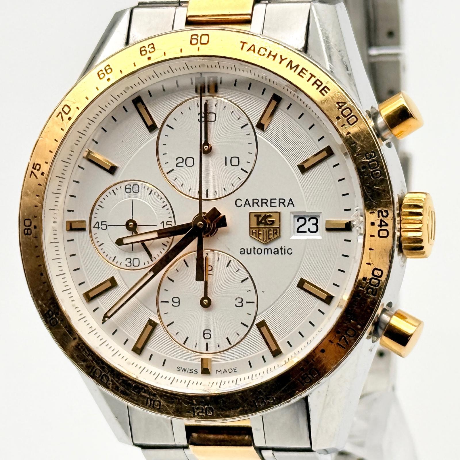 TAG HEUER タグホイヤー カレラ CV2050.BD0789 ホワイト AT メンズ 腕時計 稼働品 箱 保証書