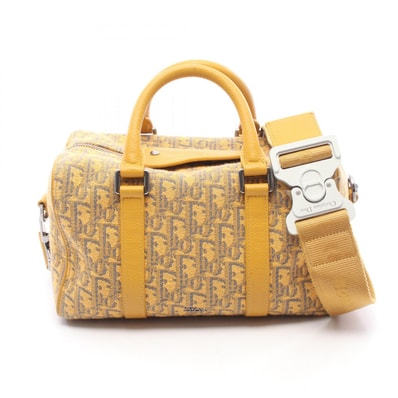 ディオール Dior ランゴ 26 オブリーク 2WAY ハンドバッグ バッグ キャンバス レザー レディース イエロー系 / ネイビー系 20-BO-0281 【中古】
