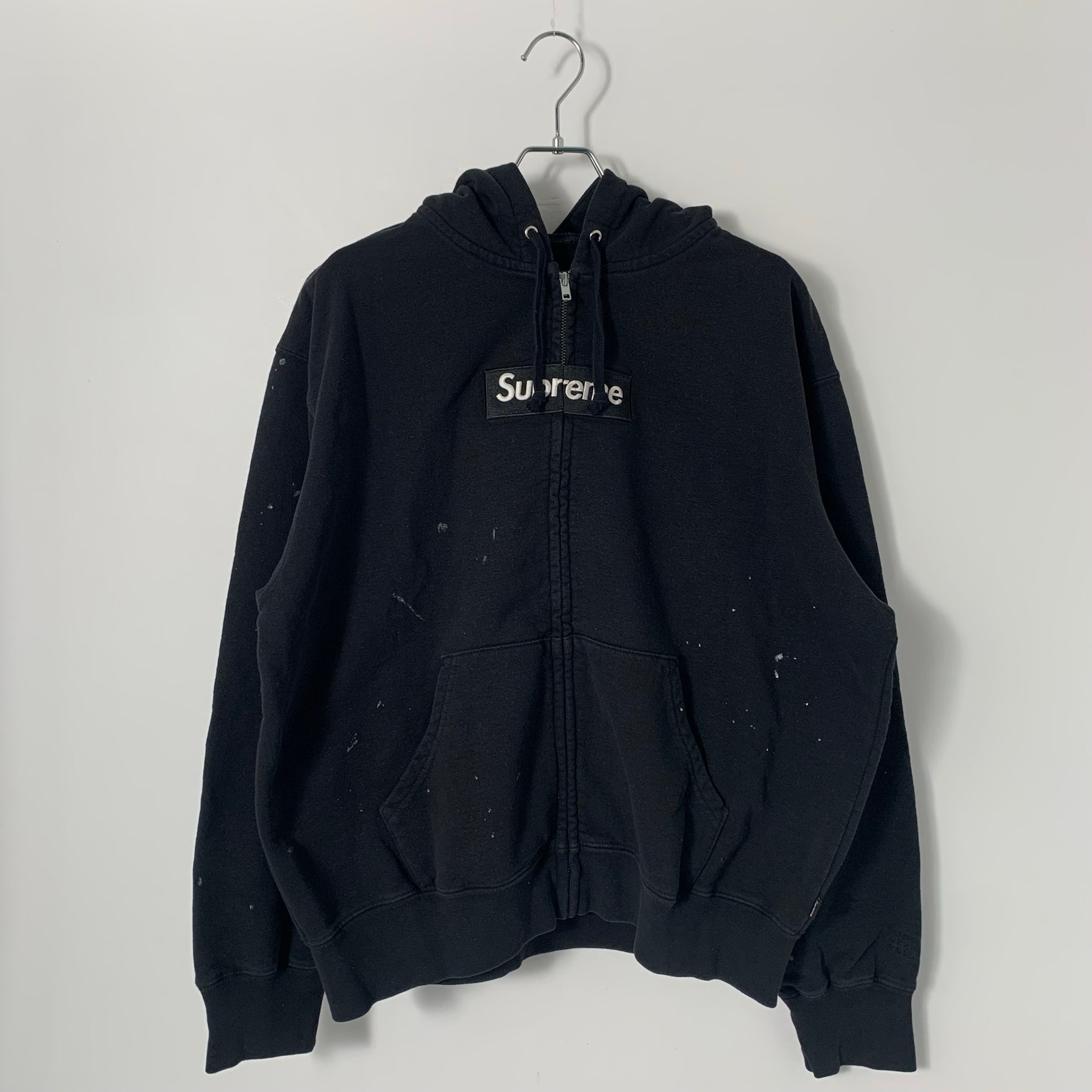 Supreme x MM6 Maison Margiela Box Logo Zip Up Hooded Sweatshirt "Black"