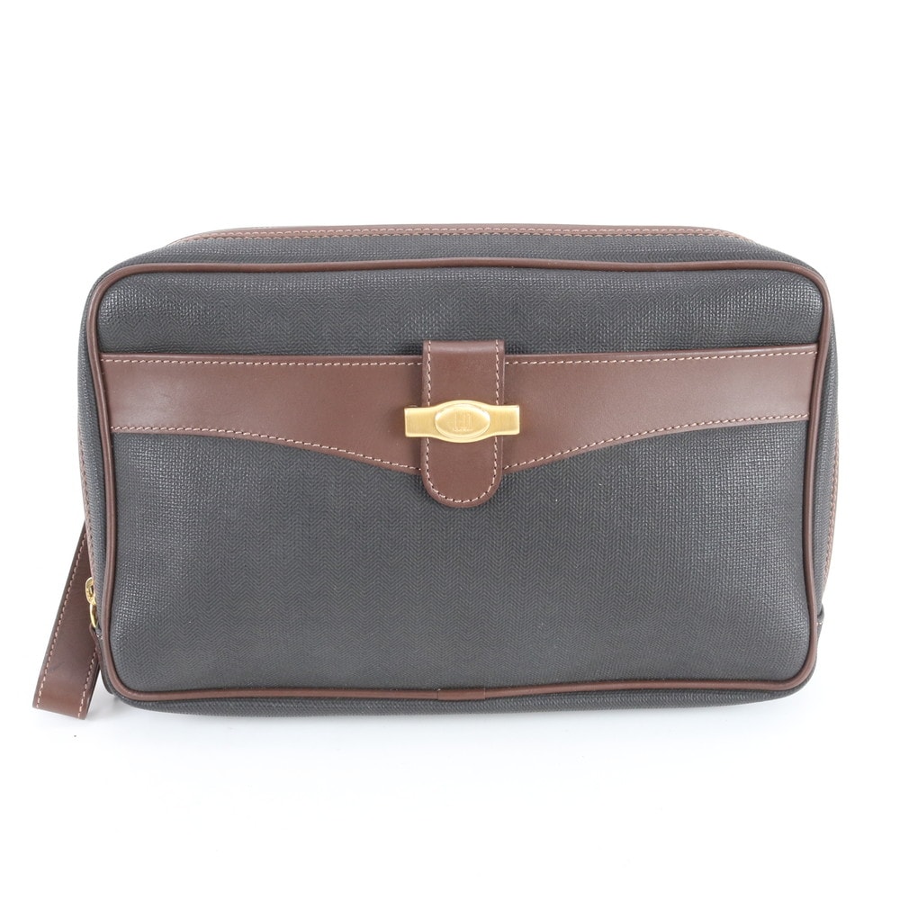 ■美品 ダンヒル セカンドバッグ レザー×コーティングキャンバス