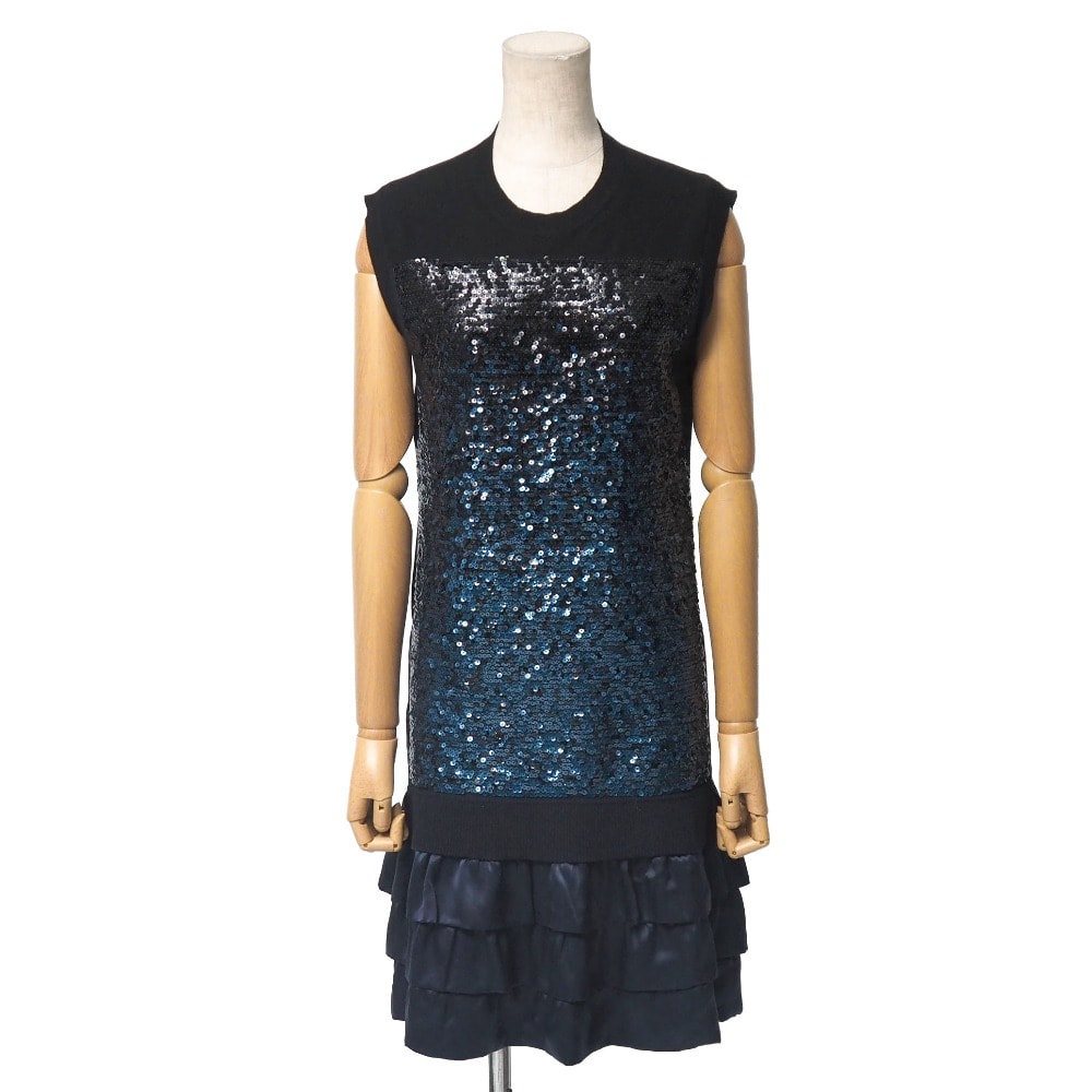 LOUIS VUITTON ルイ・ヴィトン ワンピース サイズXS スパンコール装飾 ドッキング 異素材切替 イタリア製 ブランド古着【中古】20260109/RA7168