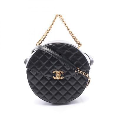 シャネル CHANEL マトラッセ ラウンド チェーンショルダー ハンドバッグ バッグ レザー レディース ブラック系 【中古】