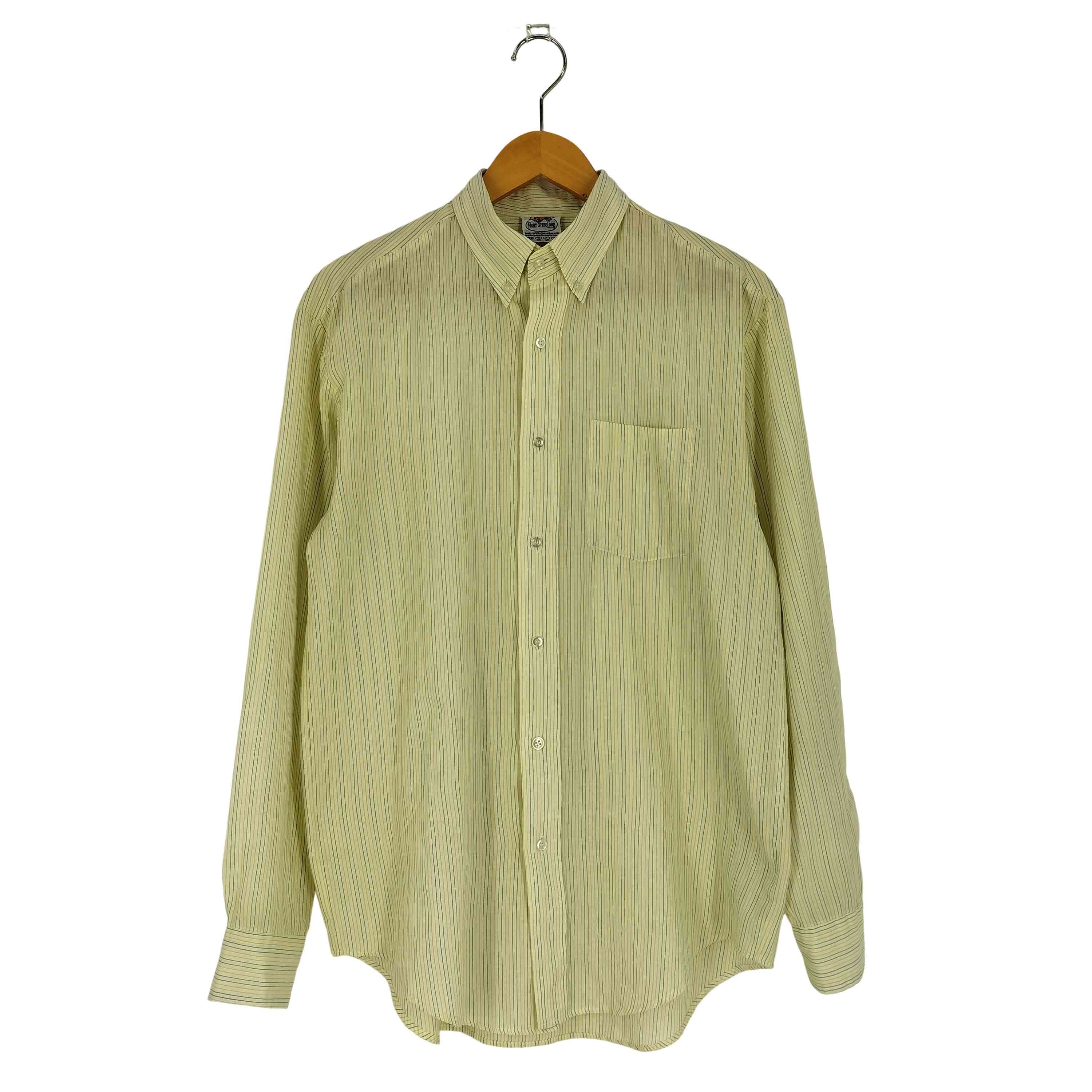 ストライプ ポリコットン ボタンダウン シャツ【1140887837241】