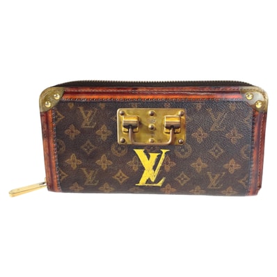 LOUIS VUITTON ルイヴィトン モノグラム トランクタイム ジッピーウォレット 男女兼用 ブラウン ゴールド金具 モノグラムキャンバス 長財布 ラウンドファスナー 504541 【中古】