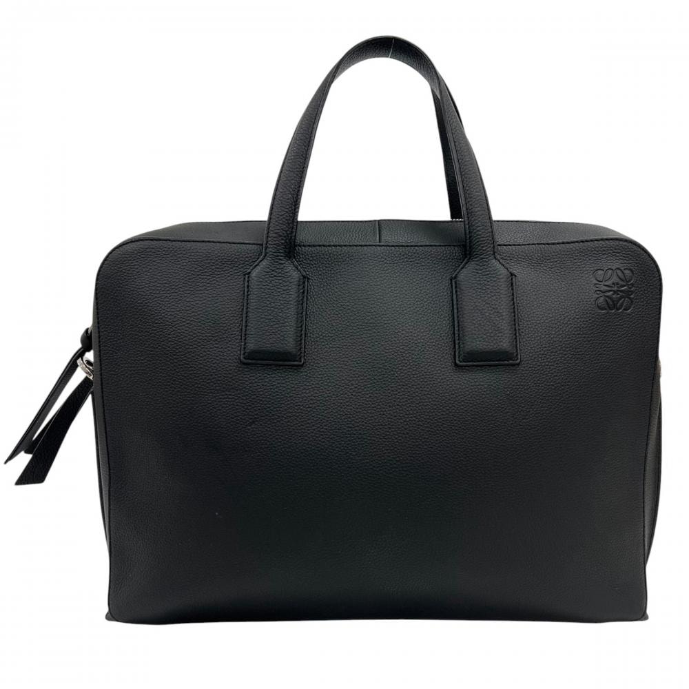 LOEWE ロエベ ビジネスバッグ ゴヤ スリム ブリーフケース ハンドバッグ レザー ブラック 黒 シルバー金具 メンズ【中古品】