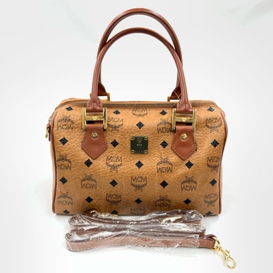 MCM エムシーエム ヴィセトス ロゴグラム ミニボストンバッグ 8423N ブラウン