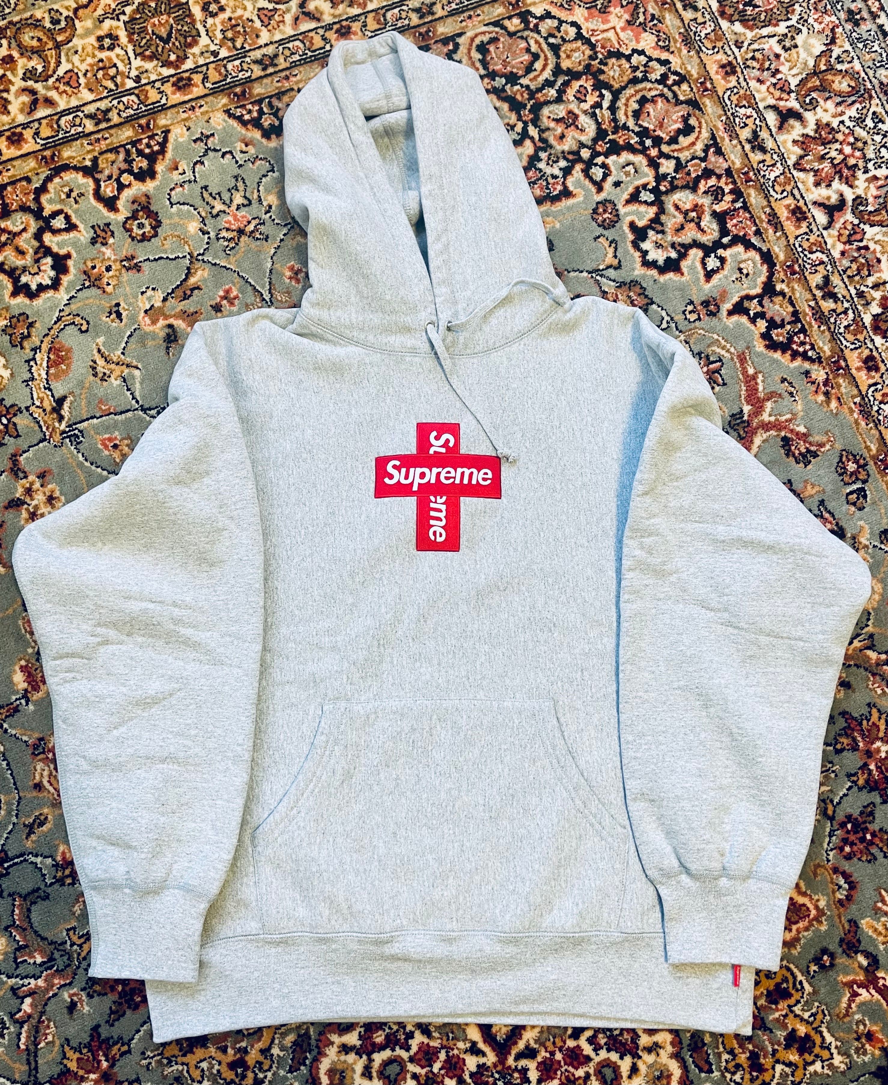 Supreme Cross Box Logo Hooded Sweatshirt "Grey"