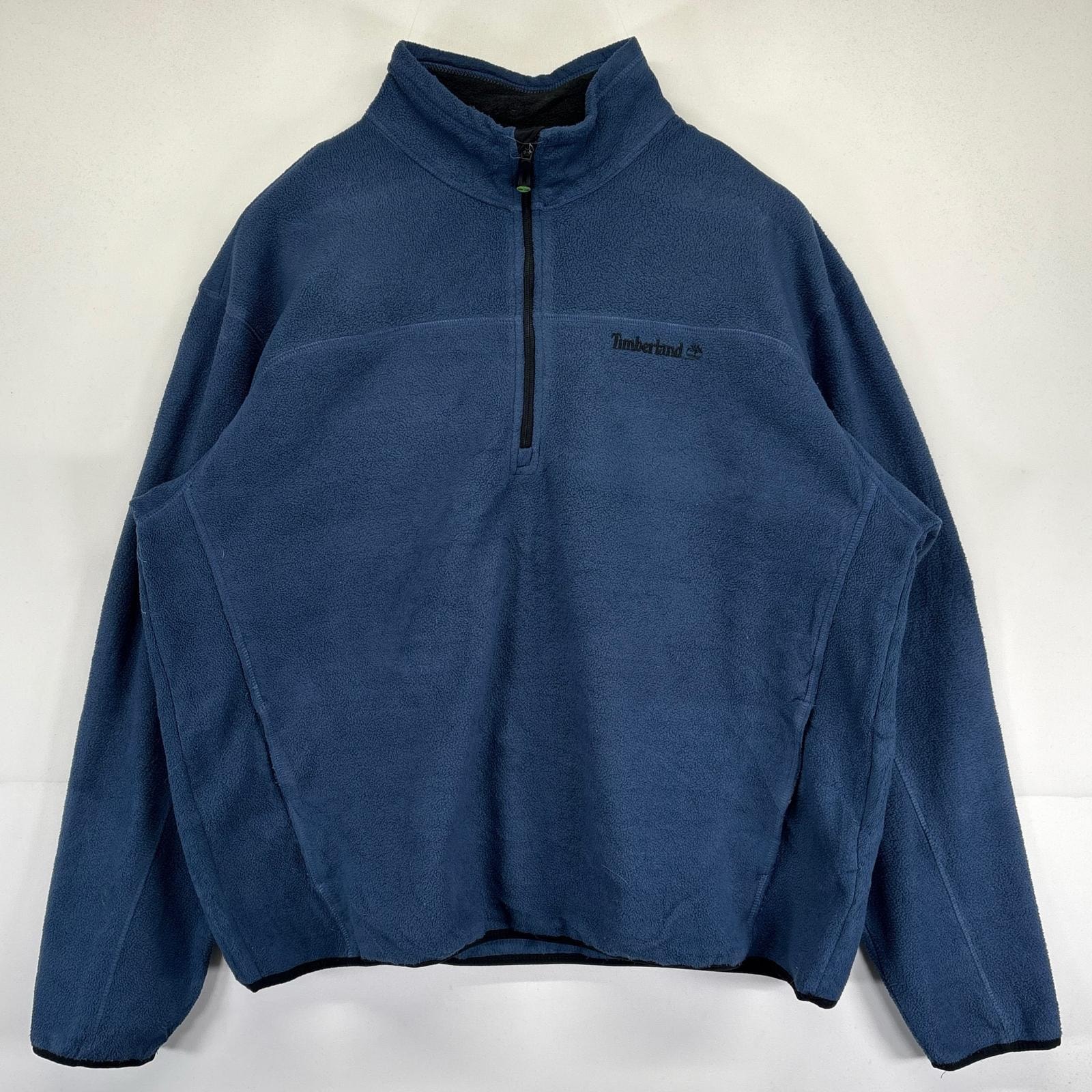 古着 ティンバーランド Timberland フリースジャケット 大きいサイズ ハーフジップ プルオーバー ワンポイントロゴ刺繍 2XL  ブルー系 メンズ