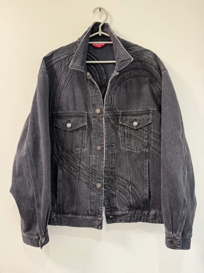 Supreme S Logo Denim Trucker Jacket "Washed Black"