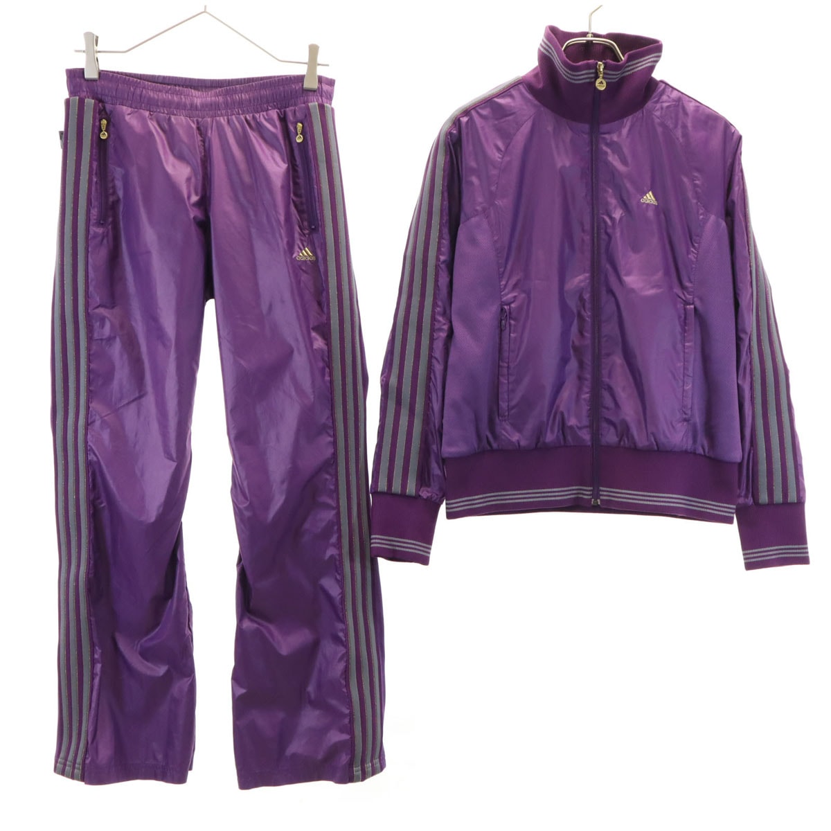 adidas アディダス 長袖 ジャージジャケット 上下セットアップ M パープル