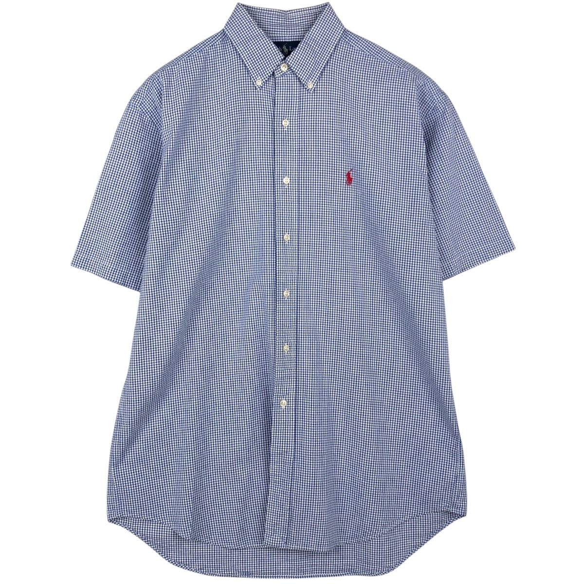 古着 ラルフローレン Ralph Lauren BLAKE ギンガムチェック シアサッカー 半袖 ボタンダウン チェックシャツ メンズM相当/eaa623570