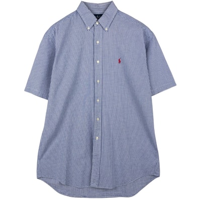 古着 ラルフローレン Ralph Lauren BLAKE ギンガムチェック シアサッカー 半袖 ボタンダウン チェックシャツ メンズM相当/eaa623570