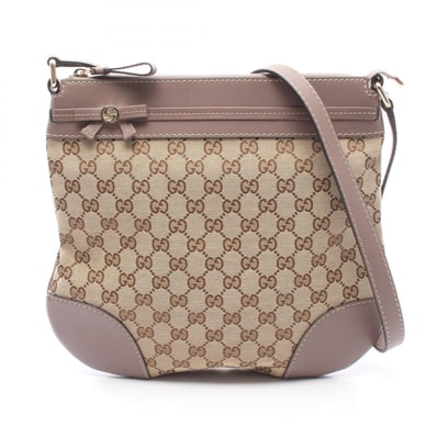 グッチ GUCCI メイフェア シェリーライン ショルダーバッグ バッグ キャンバス レザー レディース ベージュ系 / ブラウン系 / パープル系 257065 【中古】