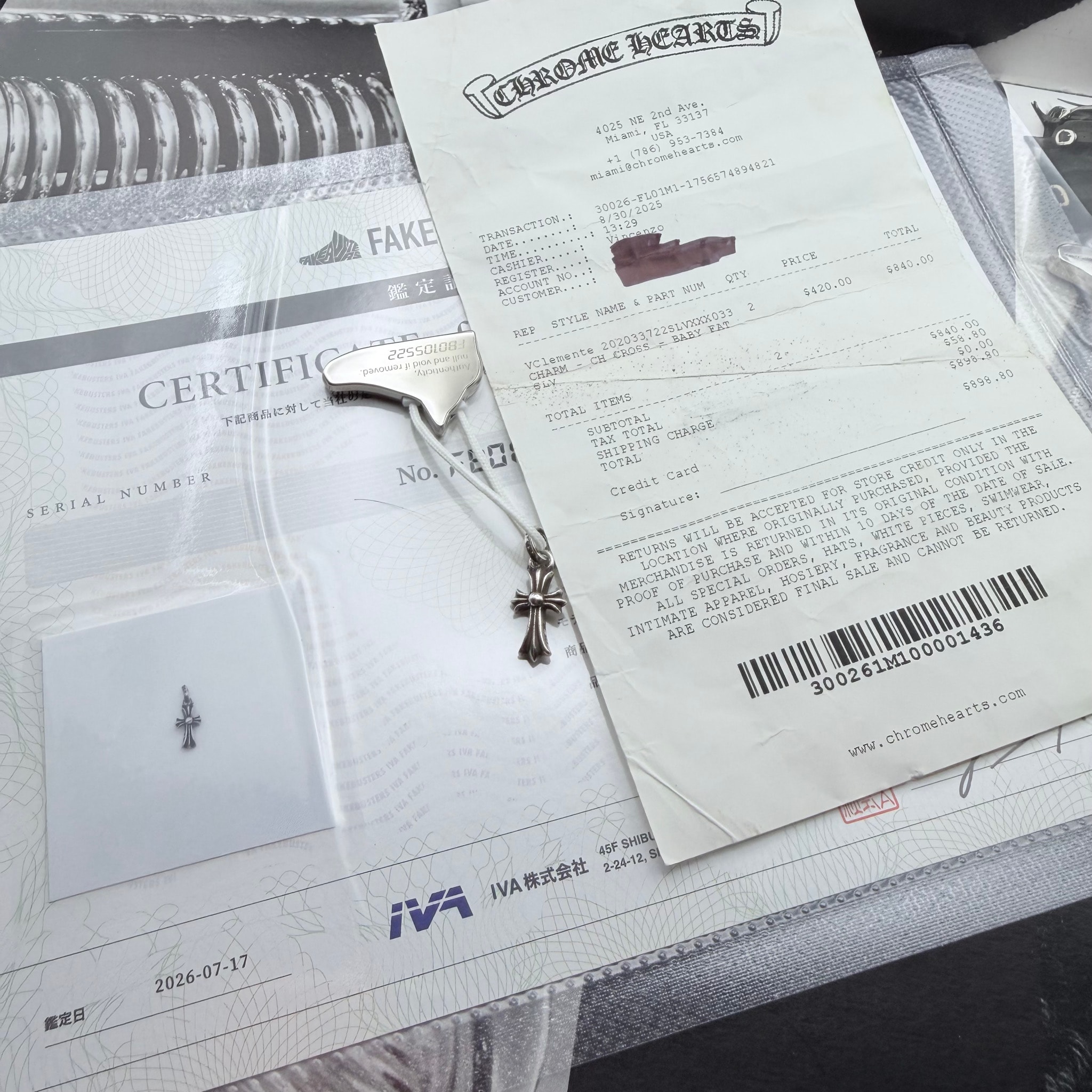 Chrome Hearts Cross Baby Fat Charm "Silver"