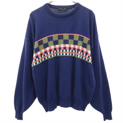 Christian Dior SPORTS クリスチャンディオールスポーツ 90s オールド 長袖 セーター LL ネイビー ニット