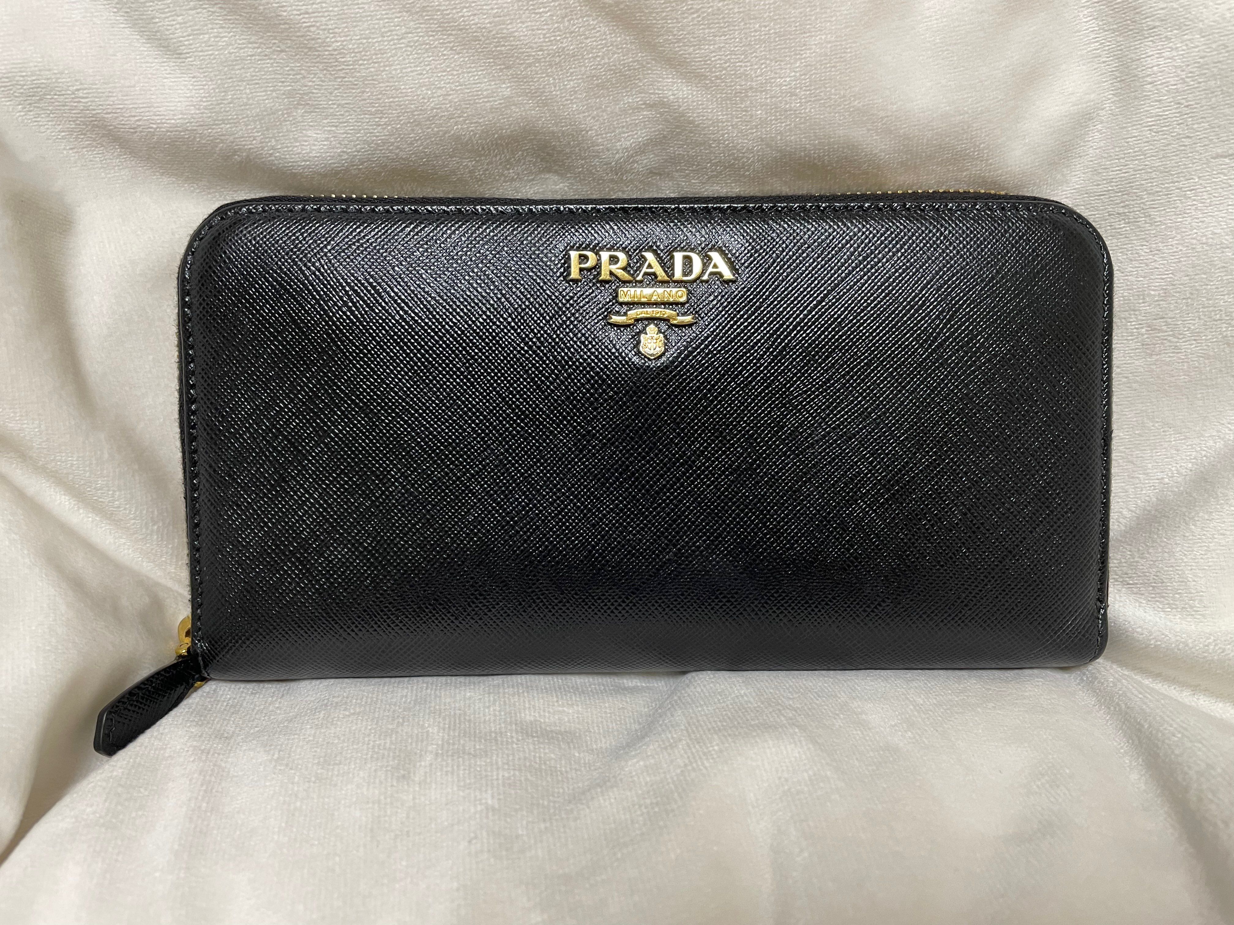 PRADA Saffiano Leather Round Long Wallet "Black"