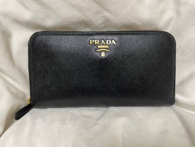 PRADA Saffiano Leather Round Long Wallet "Black"