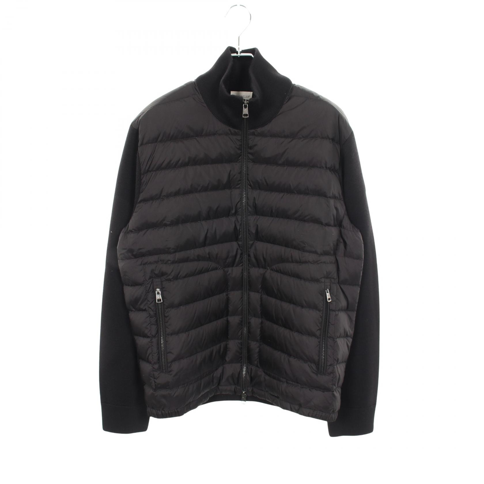 モンクレール MONCLER ニット切替 ダウンジャケット 衣料品 アウター ナイロン ウール メンズ ブラック系 9B50700 【中古】