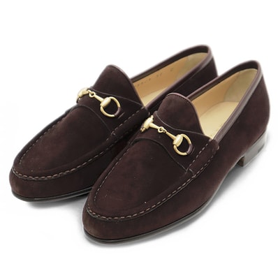 SALE【新品同様】GUCCI グッチ ホースビット ローファー サイズ 37 レディース スウェード シューズ 靴 バーガンディ イタリア製