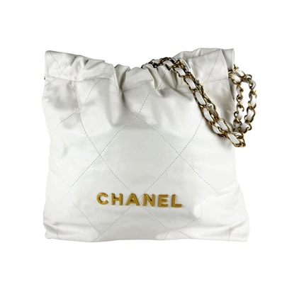 シャネル CHANEL ショルダーバッグ CHANEL 22 レザー ホワイト ゴールド レディース【中古】 z10535