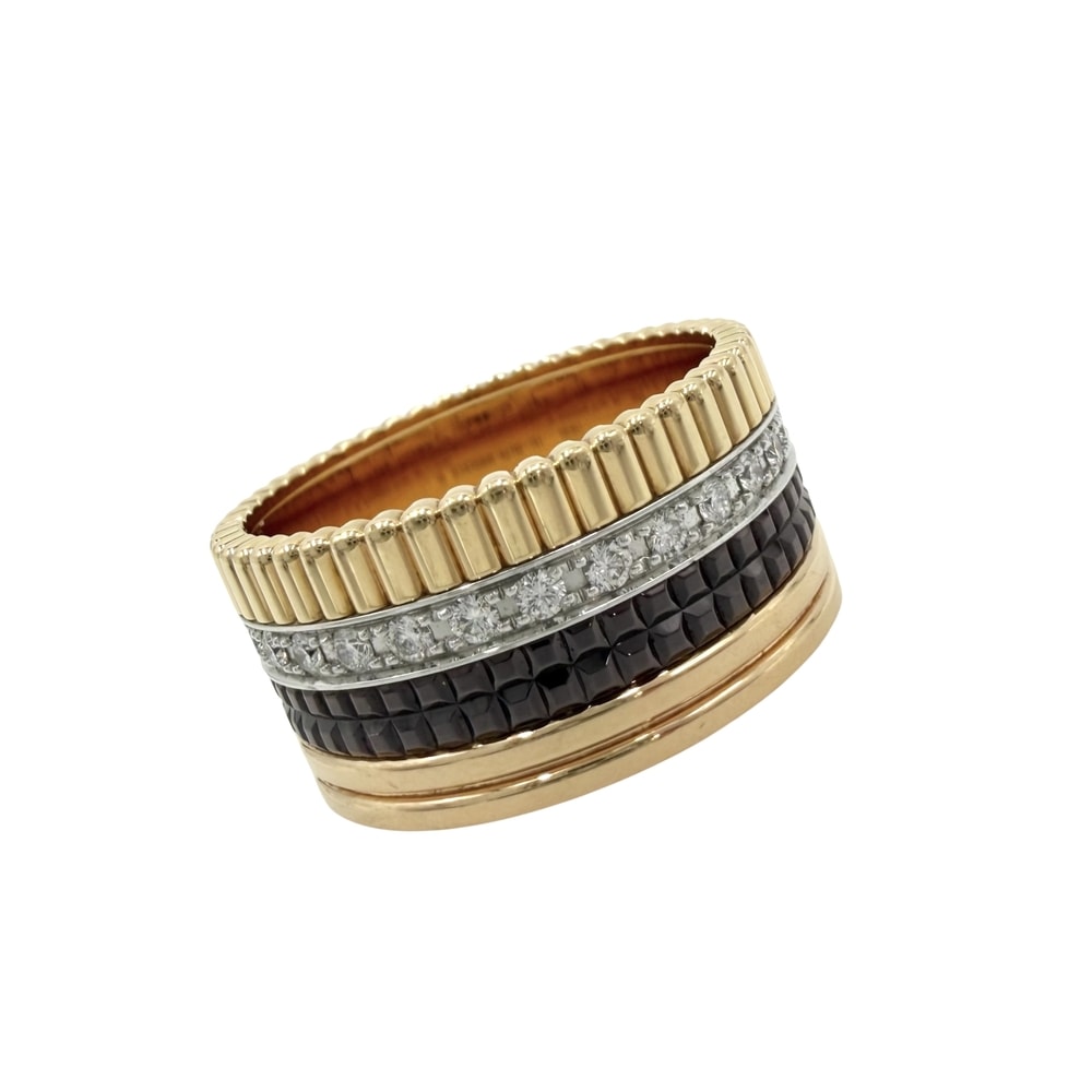 Boucheron ブシュロン 指輪 キャトル クラシックリング ラージ 18金 61サイズ K18イエローゴールド  K18ピンクゴールド  K18ホワイトゴールド  ダイヤモンド 約20.5号 レディース 約15.5g【中古品】