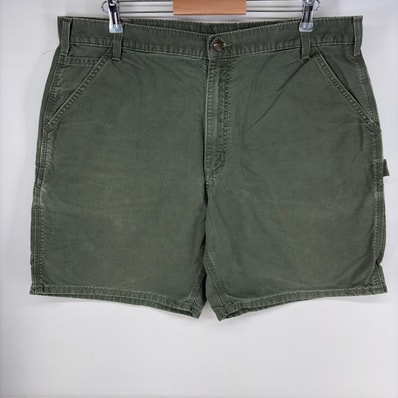 古着 カーハート Carhartt ダック パンツ ワーク ショート ジッパーフライ ハーフ 半ズボン ペインター w40 グリーン系 メンズ