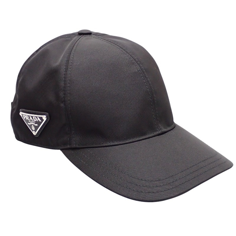 プラダ PRADA ベースボールキャップ ナイロン ブラック【中古】【Aランク】