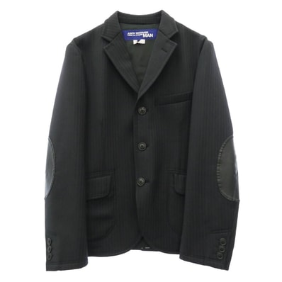 JUNYA WATANABE COMME des GARCONS MAN ジュンヤワタナベコムデギャルソンマン 16AW WR-J002 エステル ウール ストライプ ボンディング エルボーパッチ 3B テーラードジャケット ブラック系 S【中古】