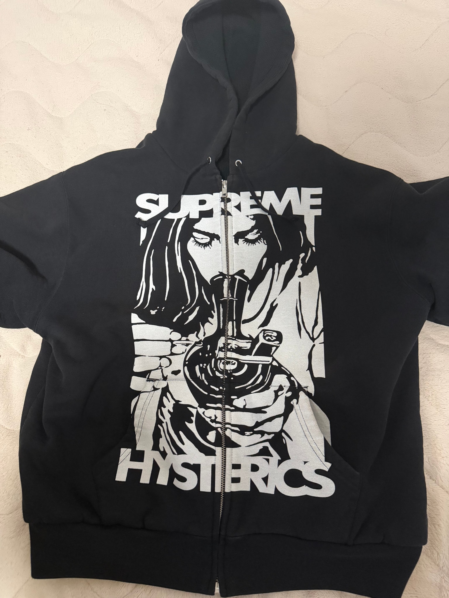 Supreme x HYSTERIC GLAMOUR Thermal Lined Zip Up Hooded Sweatshirt "Black"