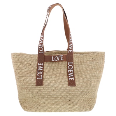 【値下げ】 LOEWE ロエベ ラフィア フォールド ショッパー トートバッグ B507X23X04 ラフィア ナチュラル タン レディース【中古】