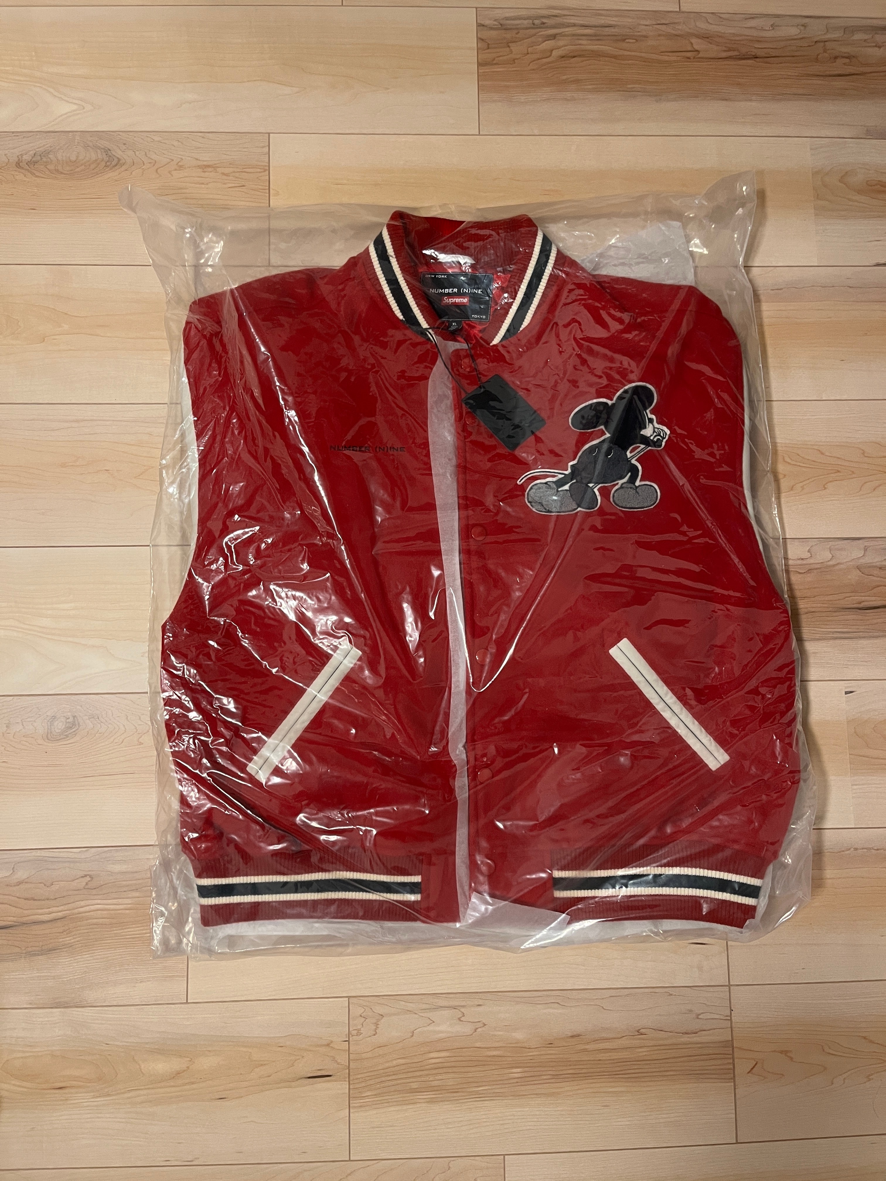Supreme x Number (N)ine x Mickey Mouse Varsity Jacket "Red"