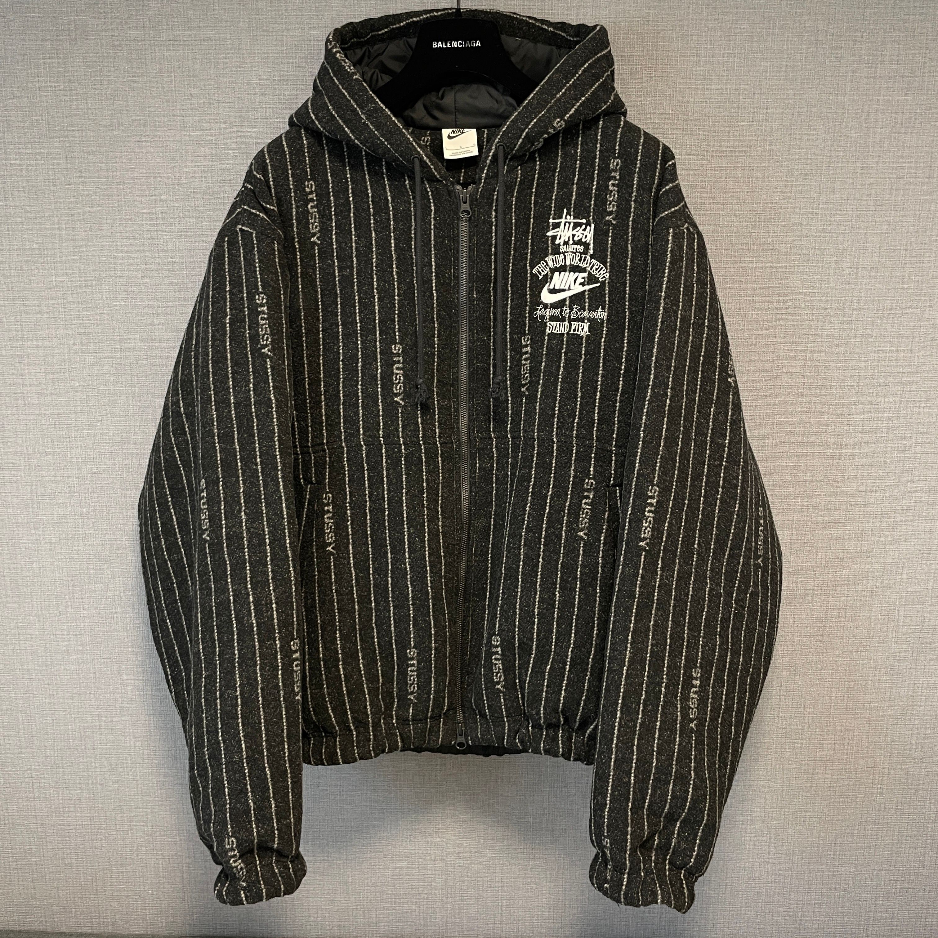 Stussy x Nike Striped Wool Jacket "Black"