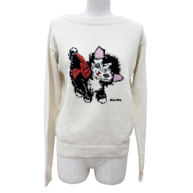 極美品 ミュウミュウ ニット アイボリー レディース 38 MML443