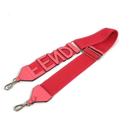 フェンディ FENDI ストラップユー メッシュ ロゴ ショルダーストラップ レザー/キャンバス ピンク 未使用
