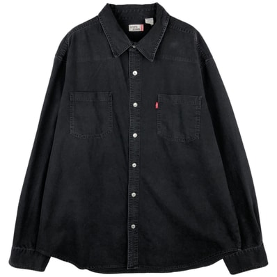 古着 90~00年代 リーバイス Levi's JEANS 長袖 ブラックデニムシャツ メンズXXL相当 ヴィンテージ/eaa646625