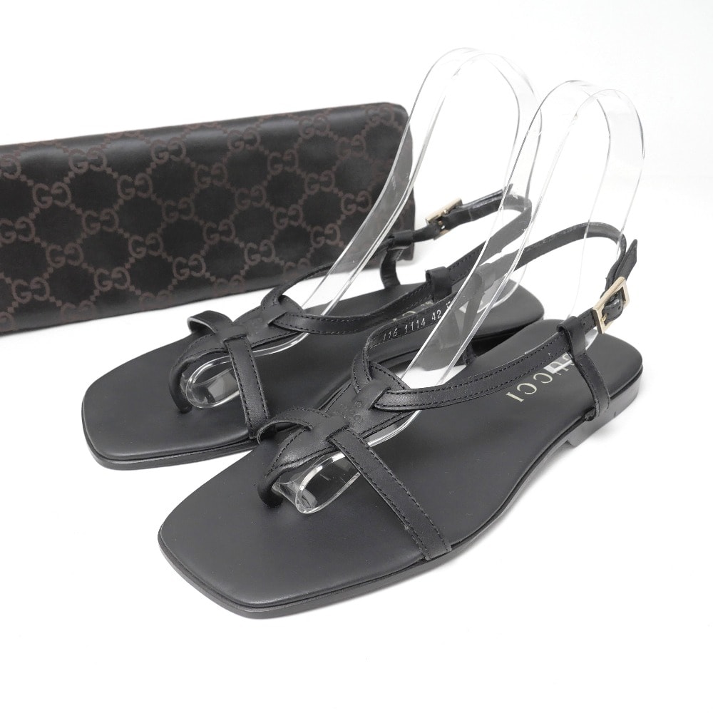 ■美品■GUCCI グッチ サンダル サイズ42 E トングサンダル ストラップ レザー ブランド古着【中古】20260518/RA8971