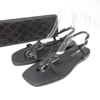 ■美品■GUCCI グッチ サンダル サイズ42 E トングサンダル ストラップ レザー ブランド古着【中古】20260518/RA8971
