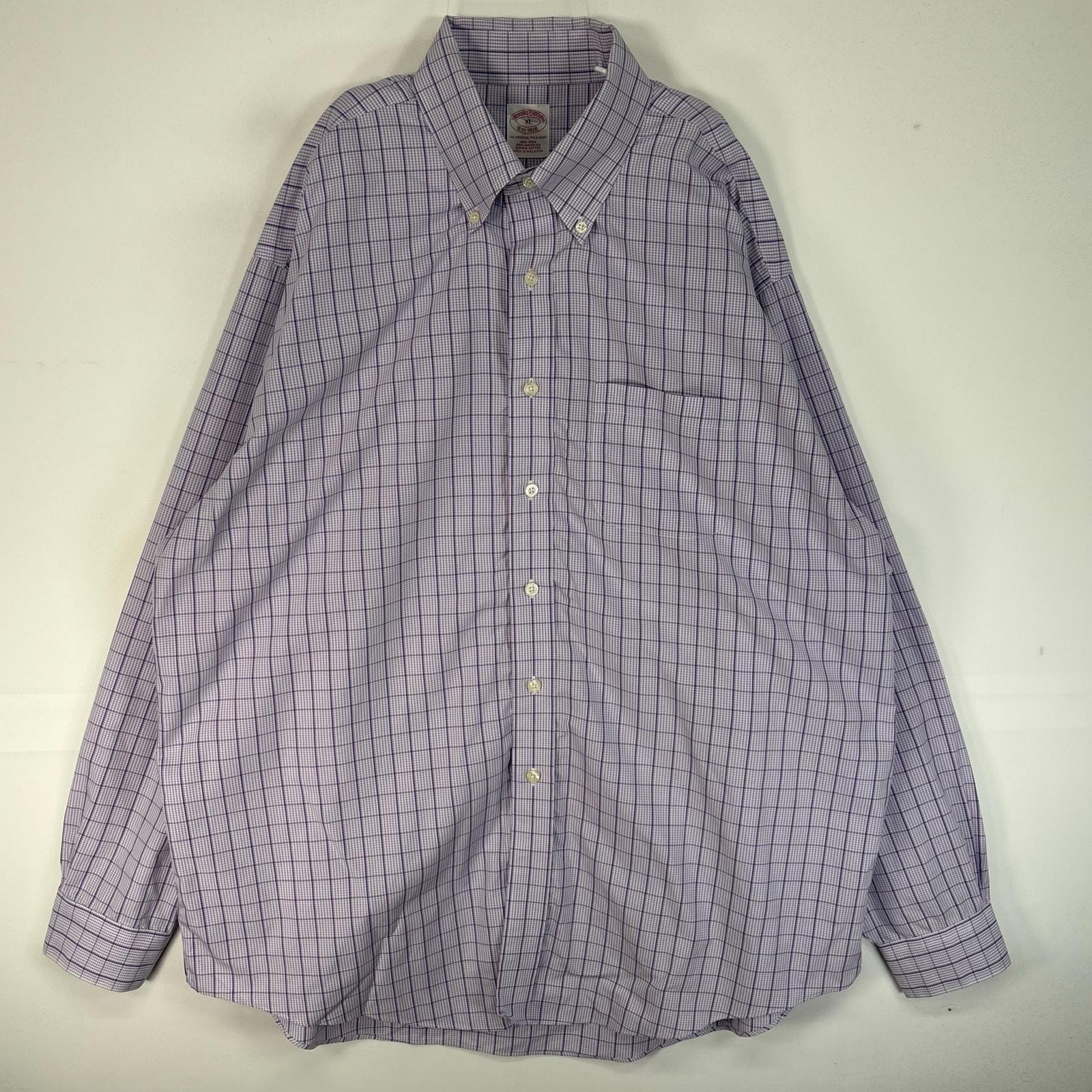 古着 ブルックスブラザーズ Brooks Brothers 長袖シャツ チェック 胸ポケ ボタンダウン XL  パープル系 マルチカラー メンズ