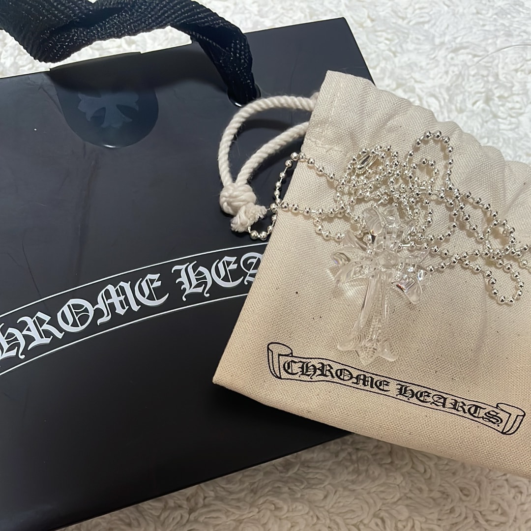 クロムハーツ ラバー スモール CHクロス シリコンネックレス "クリア"