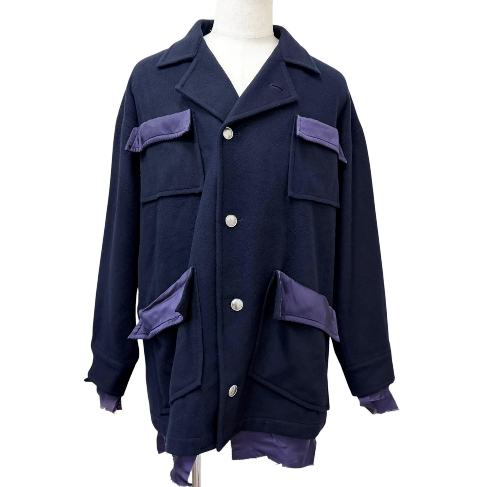 美品 サルバム ジャケット OVER BLOUSON JACKET ネイビー