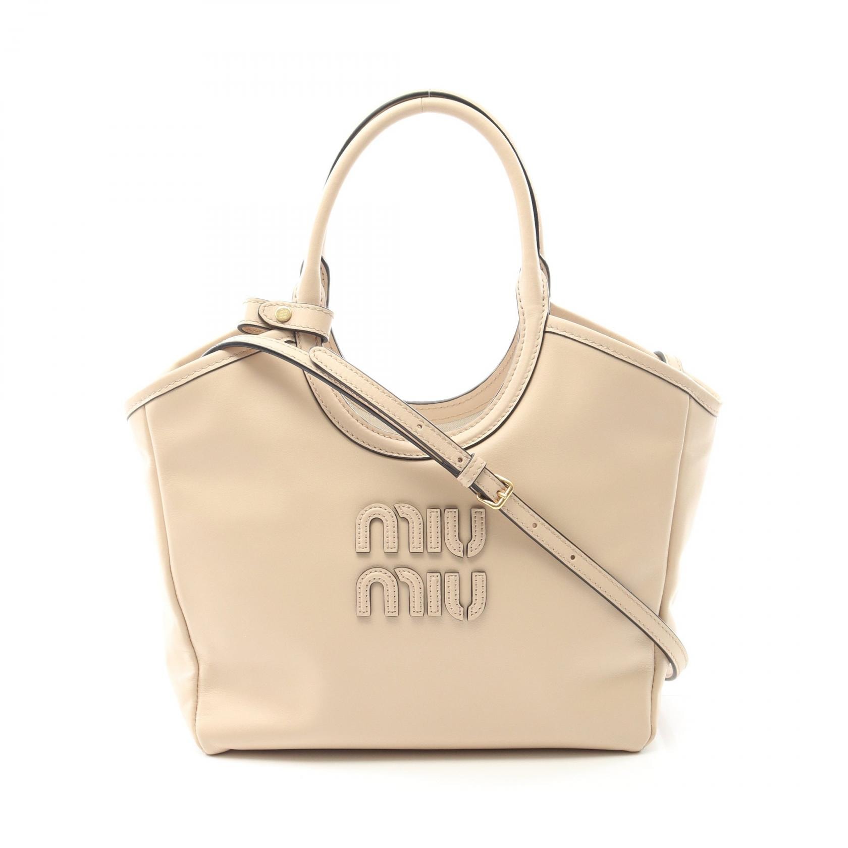 ミュウ ミュウ Miu Miu IVY アイビー ハンドバッグ バッグ レザー レディース ベージュ系 【中古】