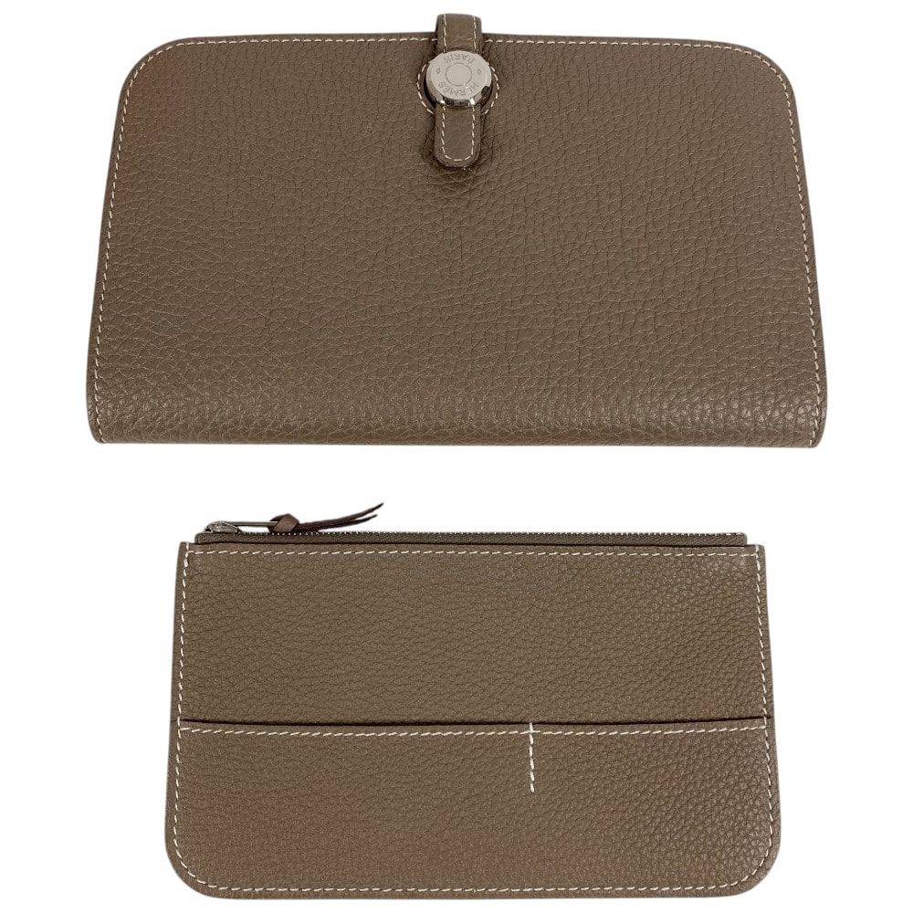 エルメス HERMES ドゴンデュオGM ドゴン デュオ GM ウォレット 財布  長財布 トゴ Z刻 エトゥープ グレー 美品