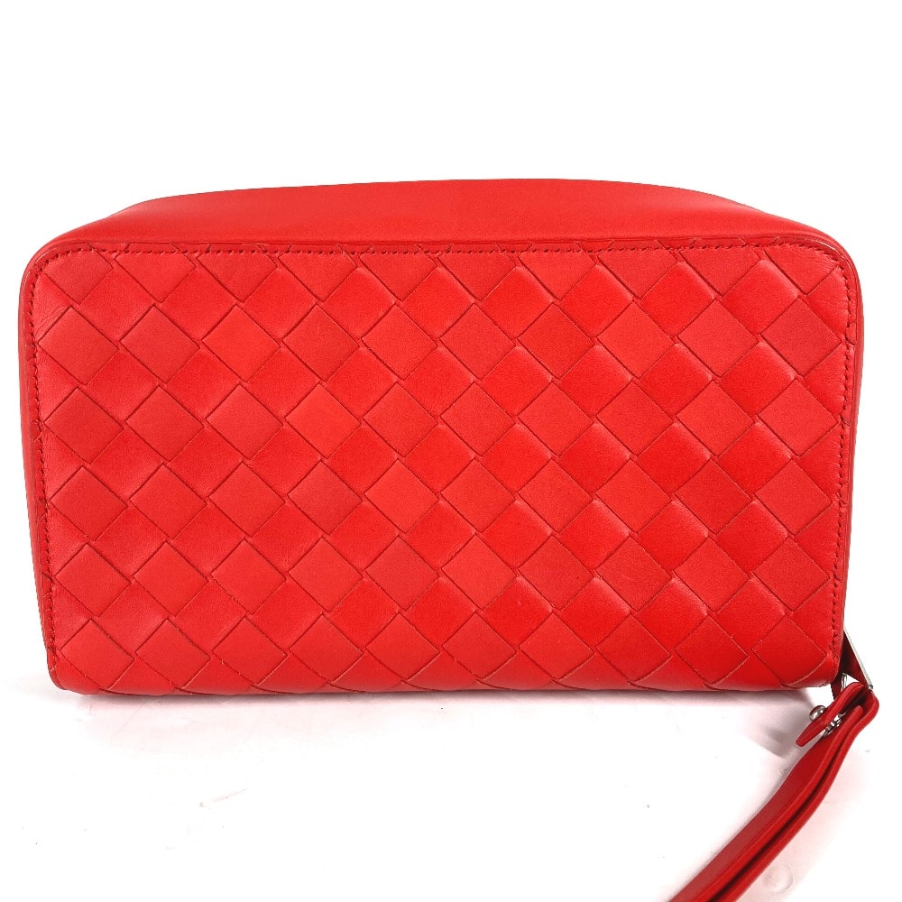 ボッテガヴェネタ BOTTEGA VENETA イントレチャート 650524 カバン セカンドバッグ ストラップ付 クラッチバッグ レザー トマト レッド 美品