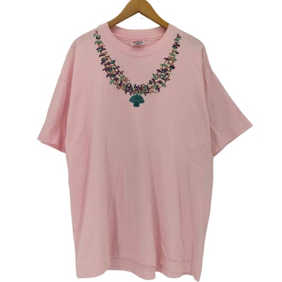 90s USA製 シングルステッチ ネックレスデザイン クルーネックTシャツ【1143571170617】
