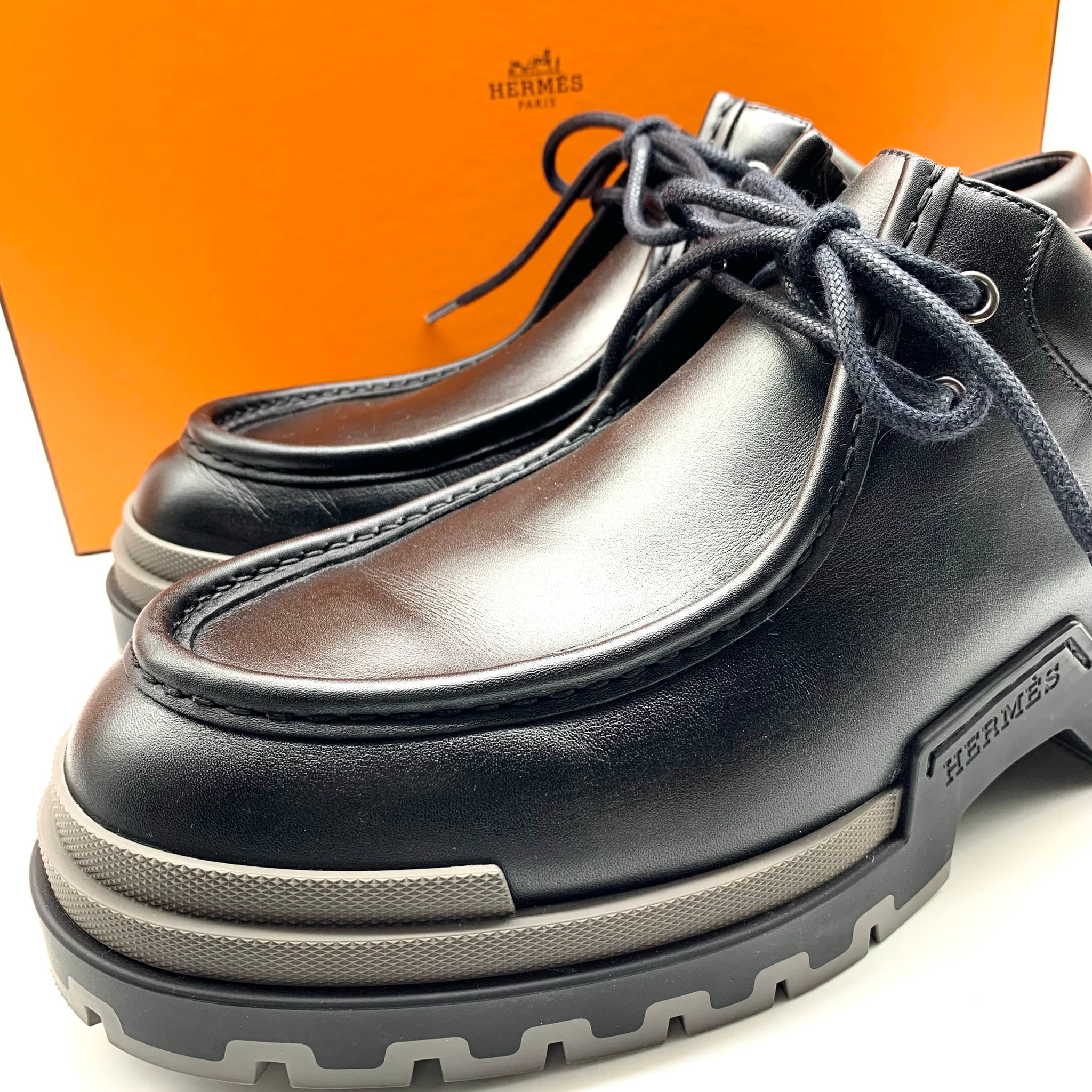 HERMES ジェイソン レザー シューズ Black