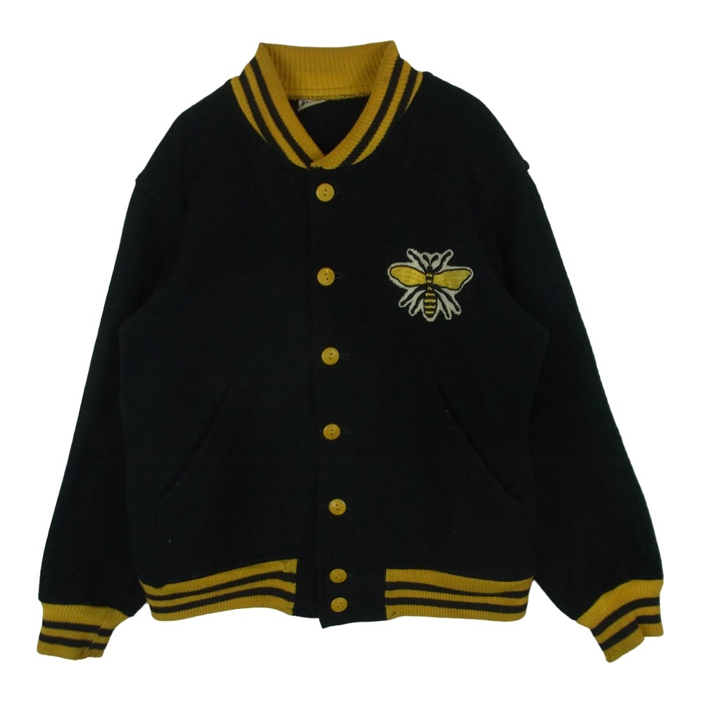 Champion チャンピオン 50s ランタグ RMA スタジャン ブルゾン スタジアム ジャケット ブラック系 イエロー系 S【中古】